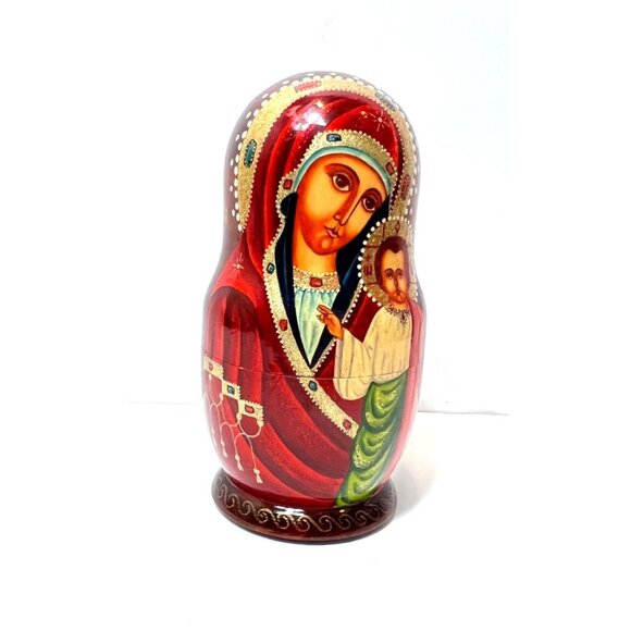 Our Lady of Kazan Russian Matryoshka Orthodox Religious Icons 7 Nesting Dolls - Picture 2 of 16